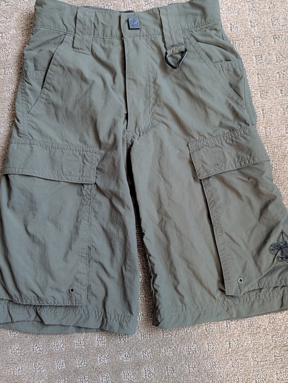 Kids Scouts Uniform Green Cargo Shorts with Side Pockets